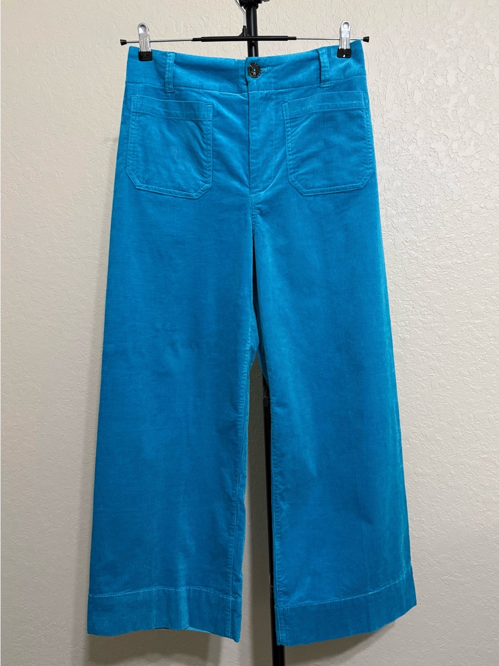 SALE Anthropologie Maeve Colette Cropped Wide Leg Corduroy Pants Turquoise 29 - Picture 2 of 10